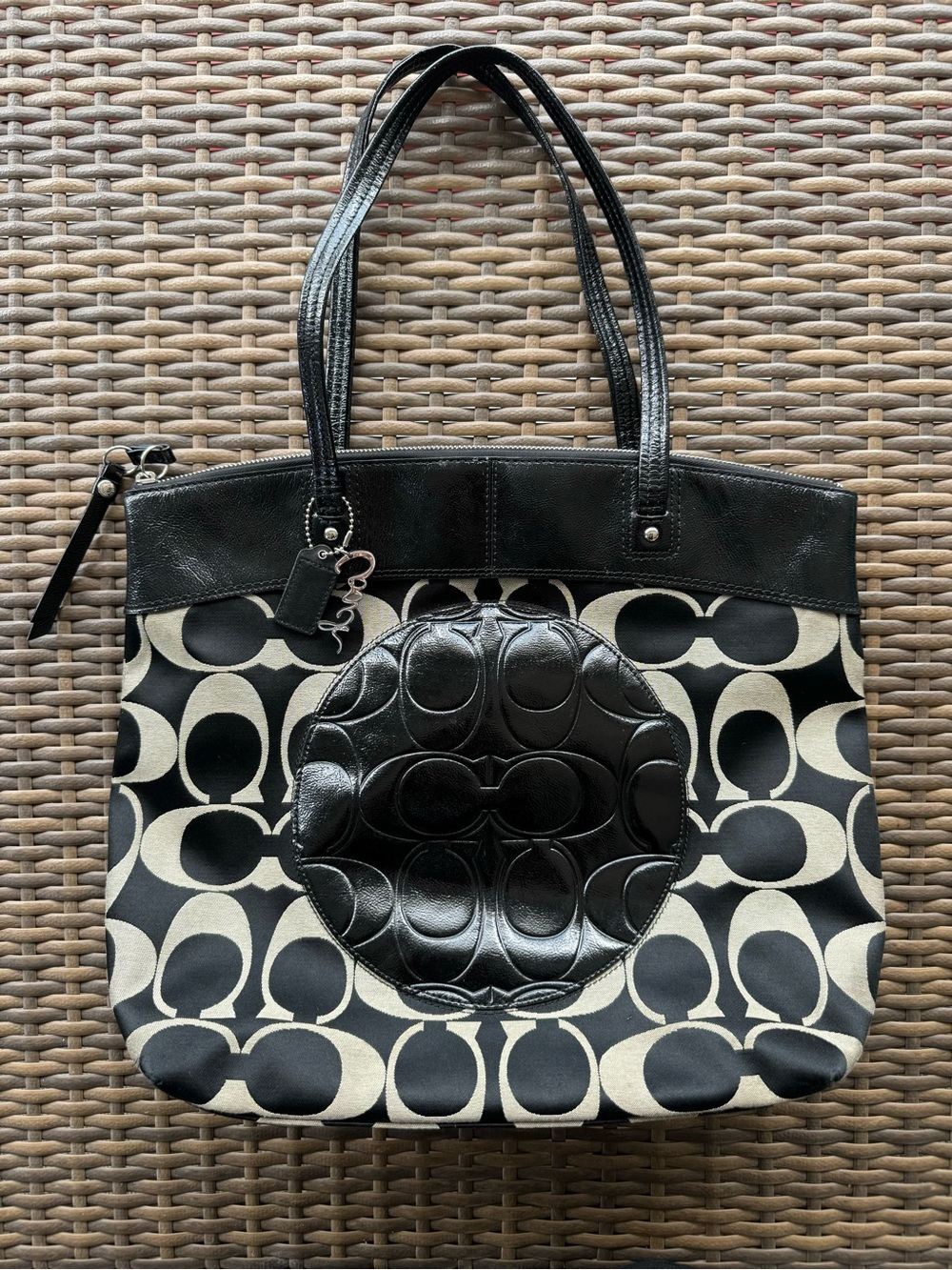 Women’s Black Coach Laura Signature Tote Bag